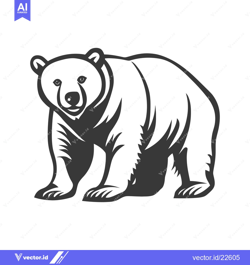 Premium Vector of A bold grayscale illustration of a large powerful bear in a stance