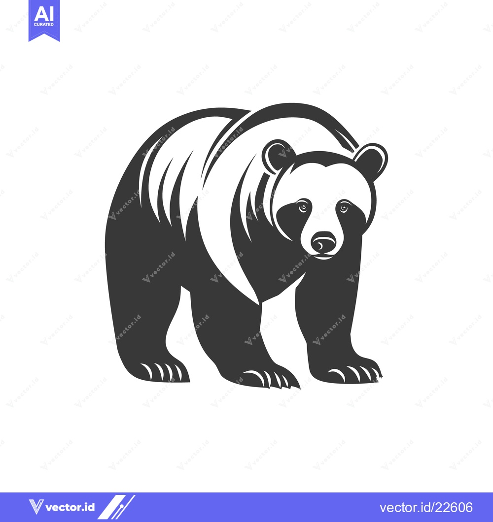 Premium Vector of A simple black and white illustrated depiction of a bear
