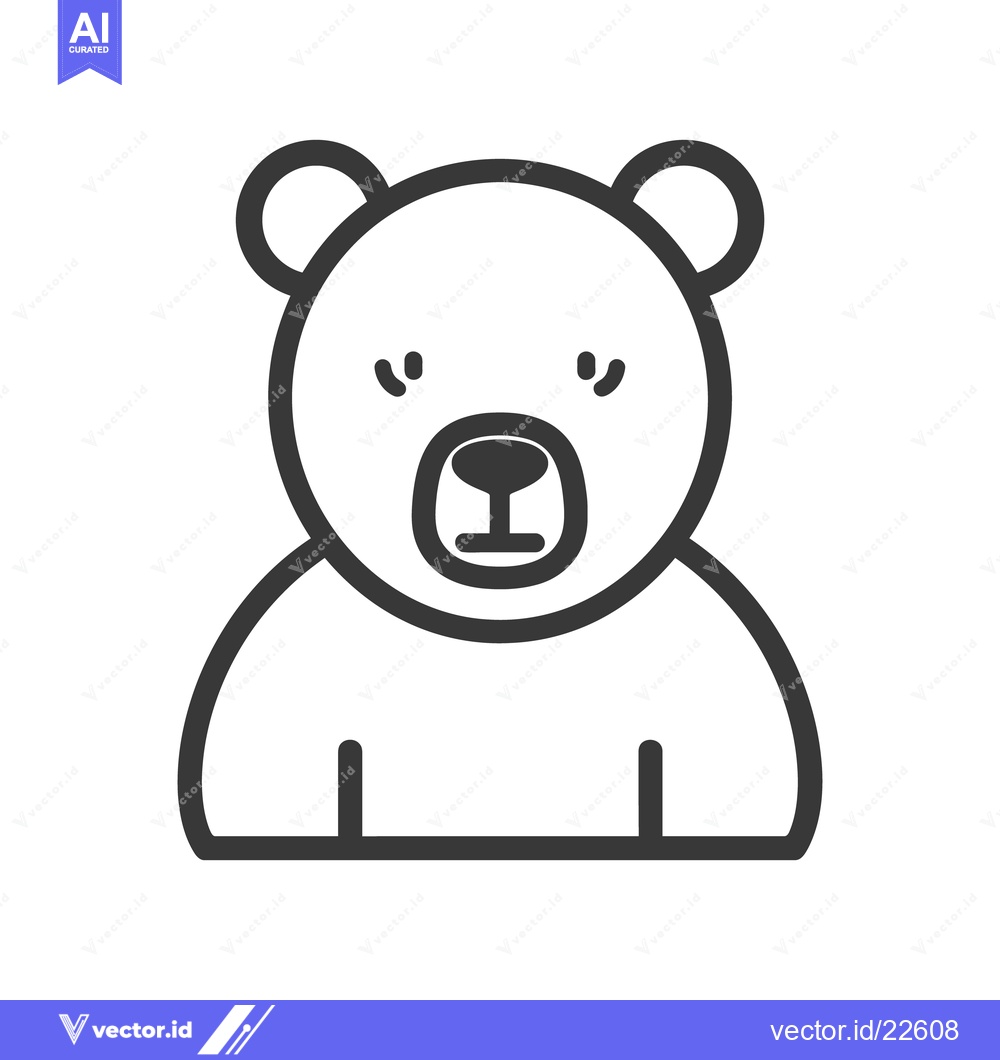 Premium Vector dari Simple black and white icon of a stylized bear