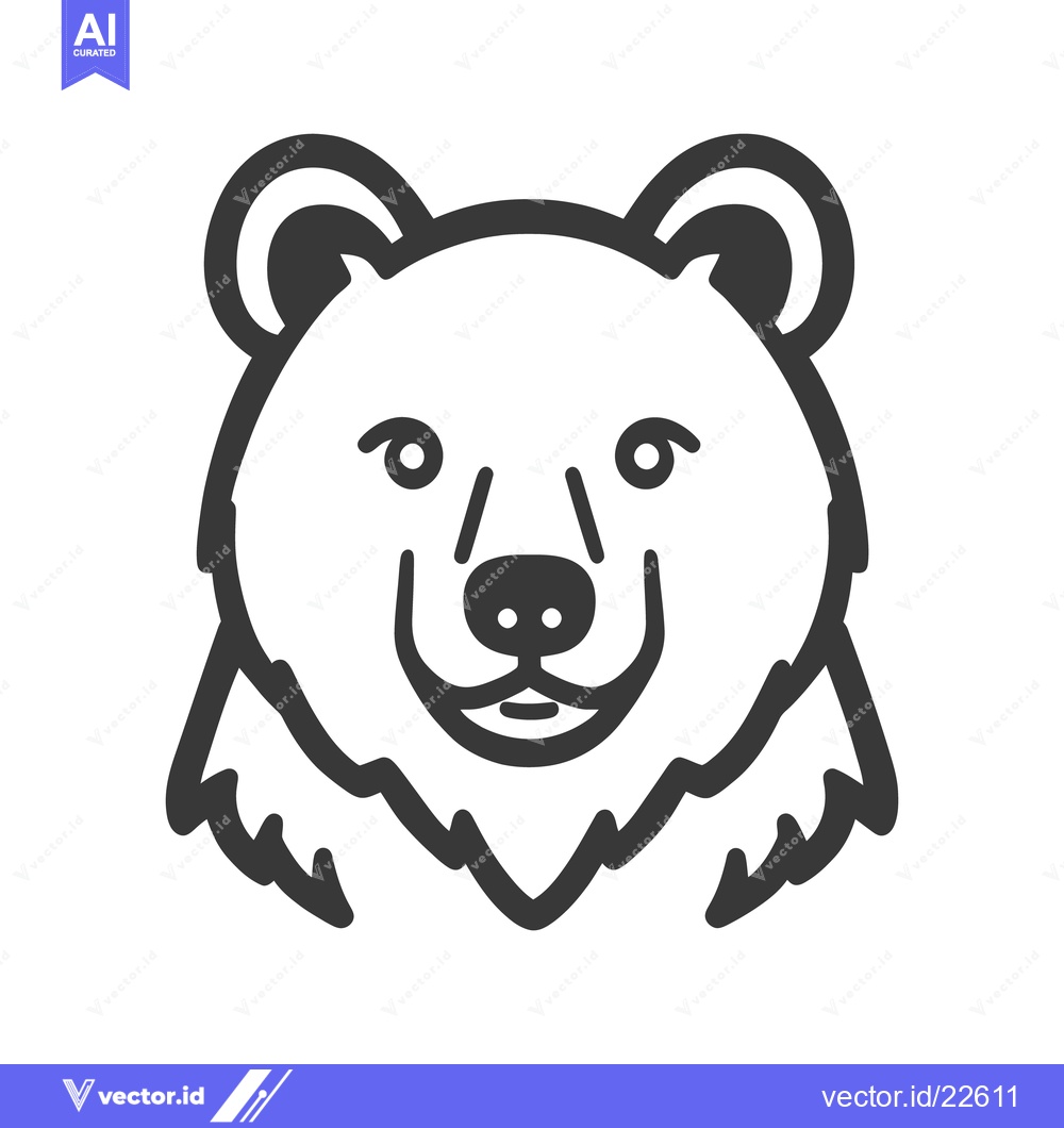 Premium Vector dari A simple vector illustration of a bear face with an open mouth