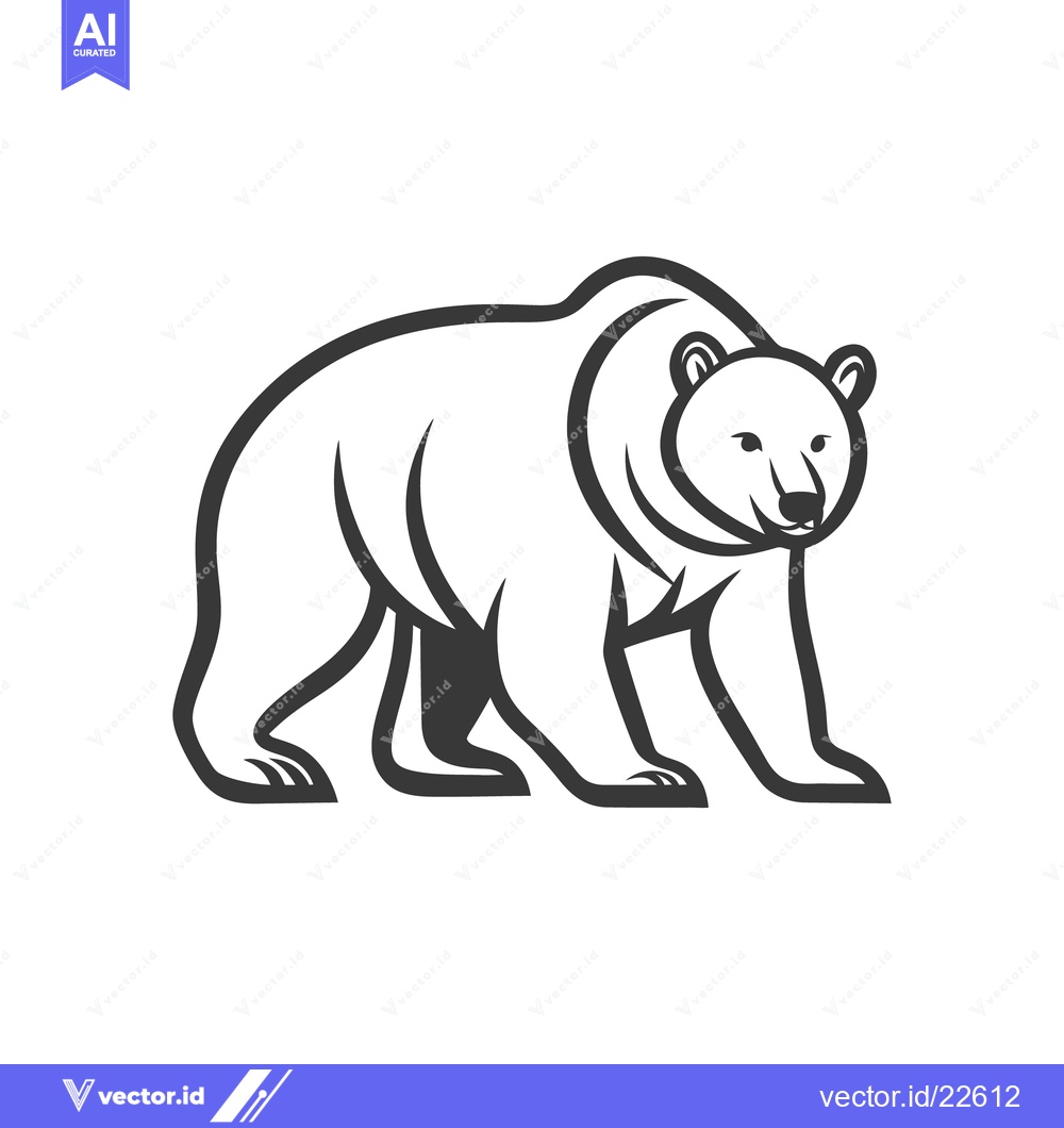 Premium Vector dari Simple black and white outline of a large bear animal