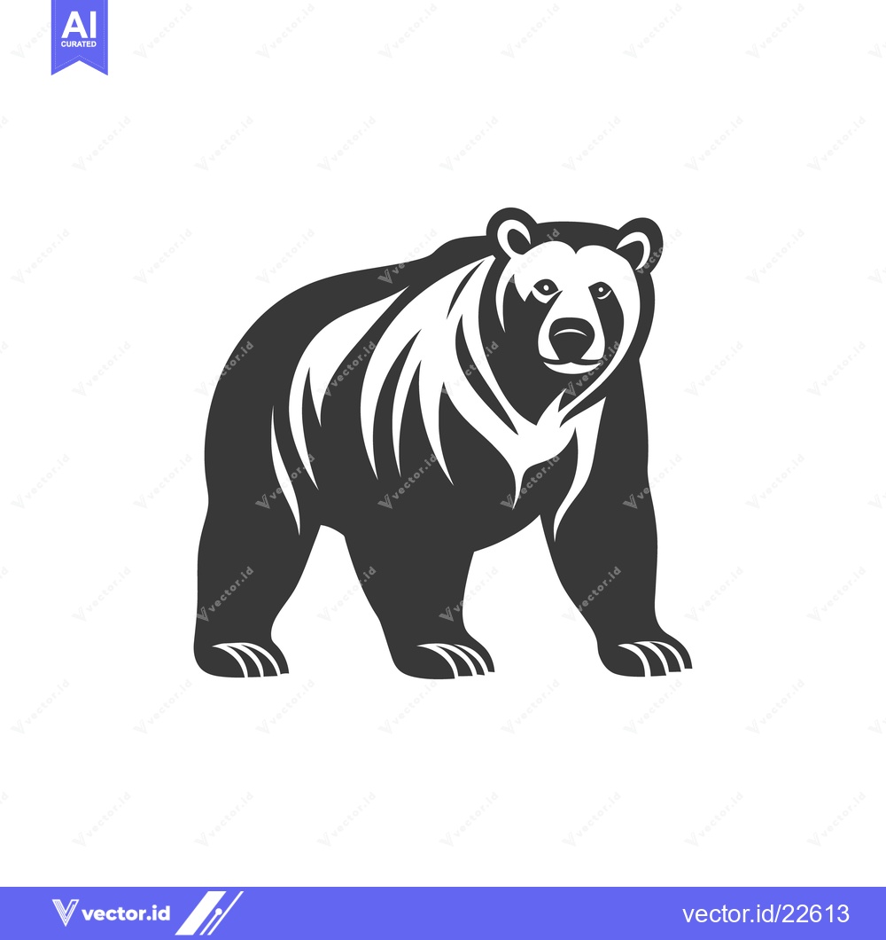 Premium Vector dari A stylized illustration of a large grizzly bear standing