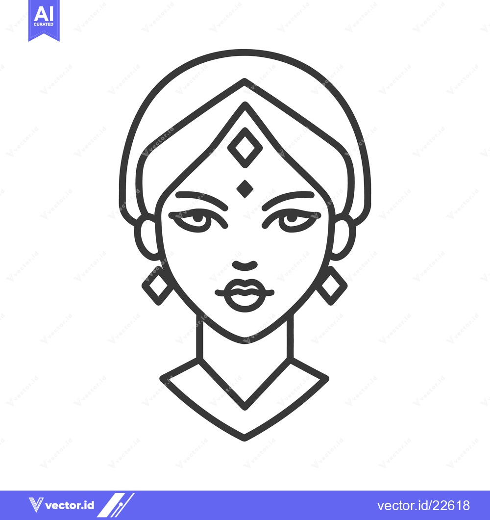 Premium Vector dari A detailed line drawing of a woman with decorative embellishments