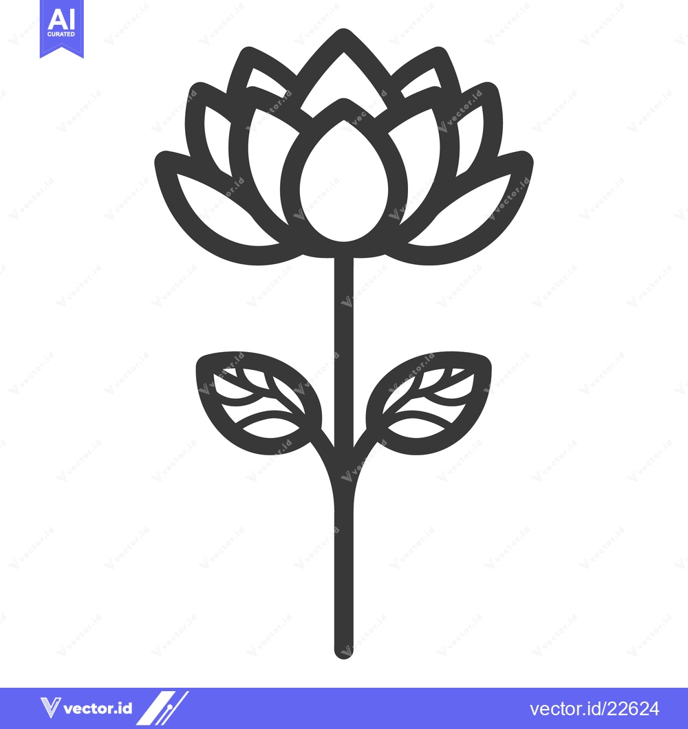 Premium Vector dari Simple Illustration of a Flower with Leaves on a Stem