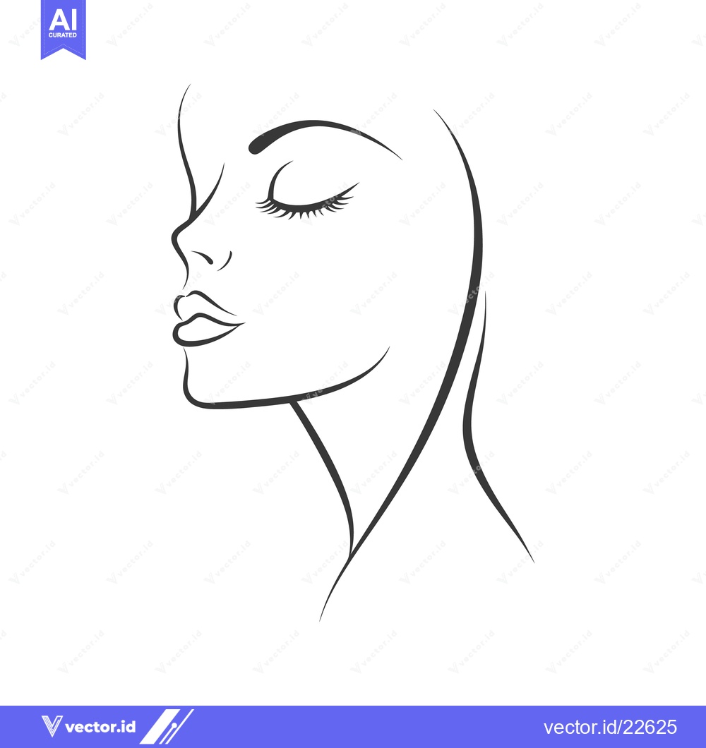 Premium Vector dari A simple black line drawing depicting a serene female face