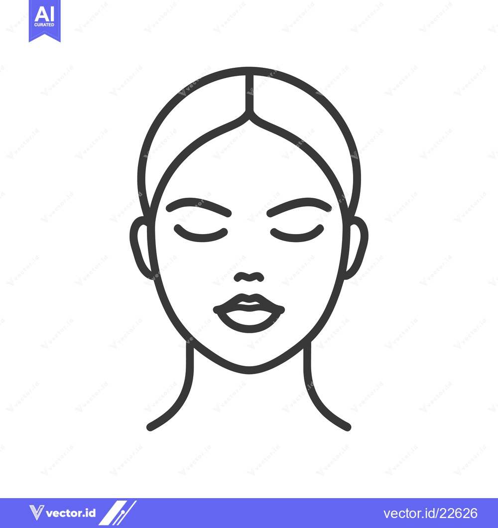 Premium Vector of Frontal illustration depicting a female face with closed eyes