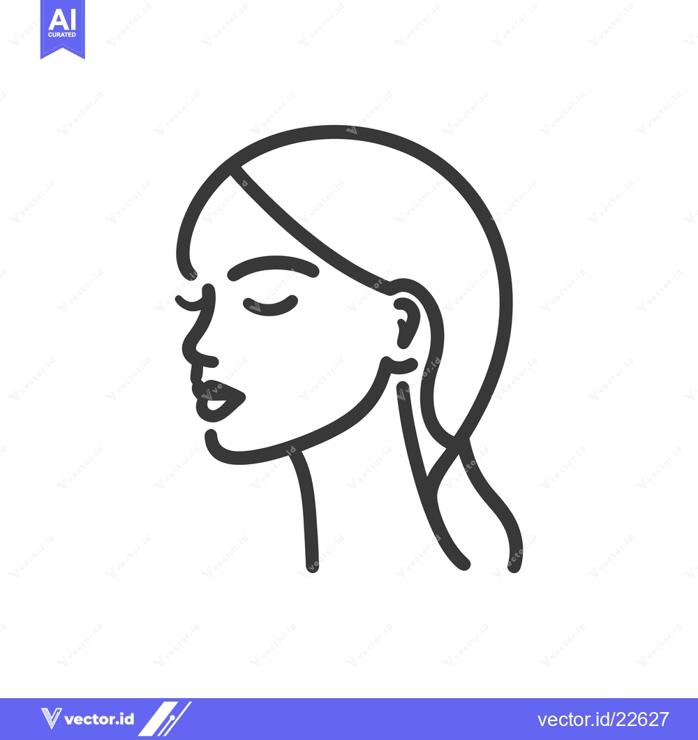 Premium Vector dari A linear outline drawing of a woman looking downward quietly