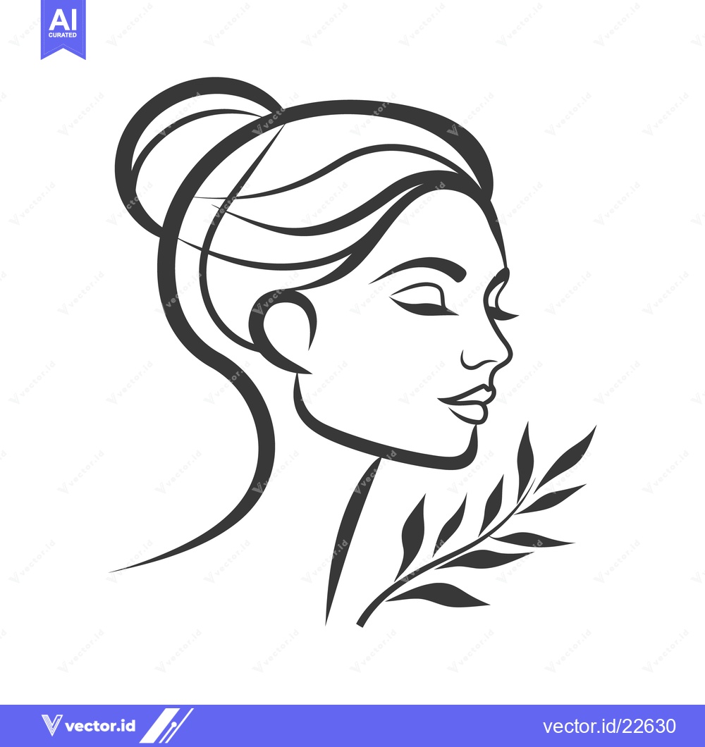 Premium Vector of A simple line drawing of a woman with a plant