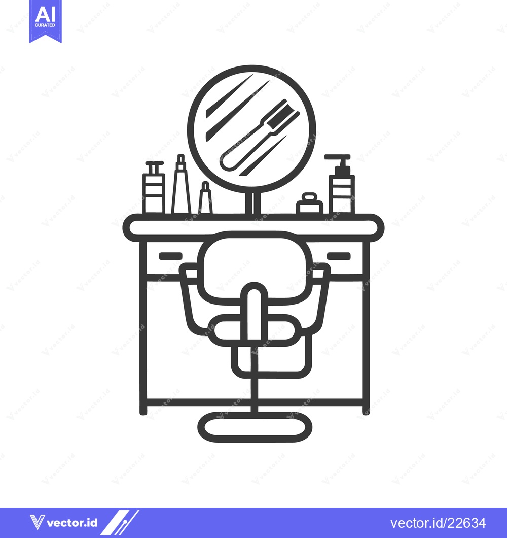 Premium Vector dari An illustrated depiction of a cosmetic station with chair and mirror