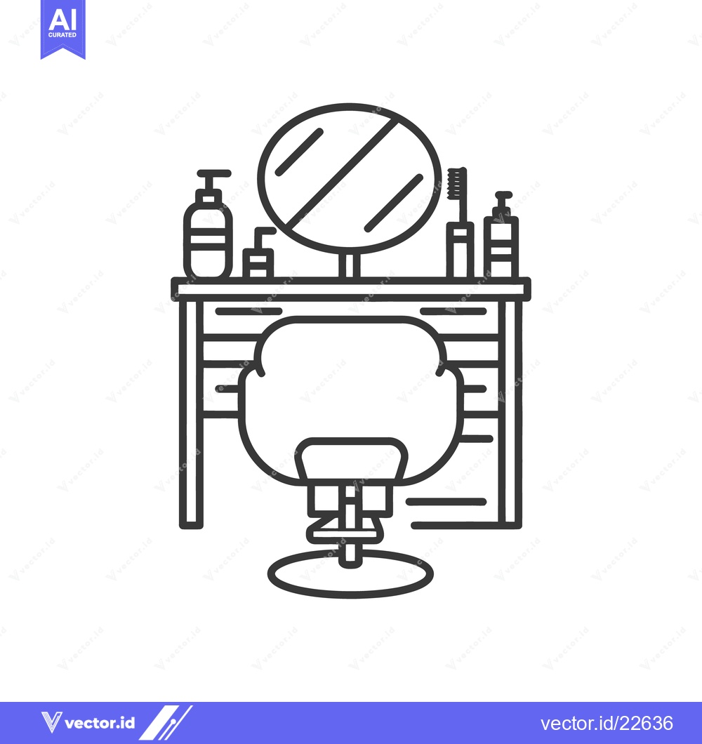 Premium Vector dari A simple line drawing depicts a hair salon styling area