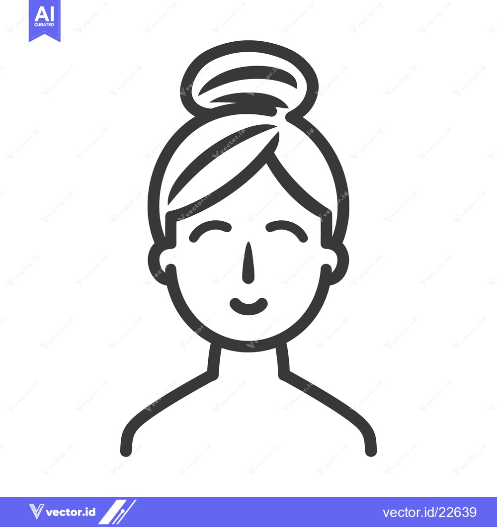 Premium Vector of An illustration depicting a smiling female face with her hair up
