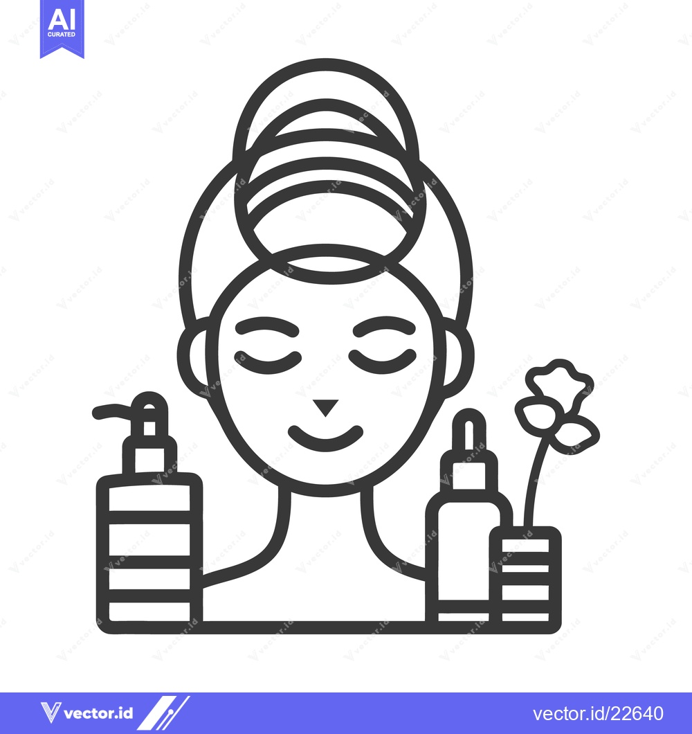 Premium Vector dari A person with closed eyes enjoying skincare and beauty products