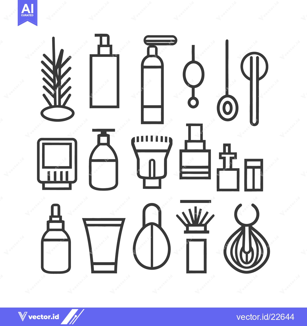 Premium Vector of Collection of various minimalist line art beauty product illustrations
