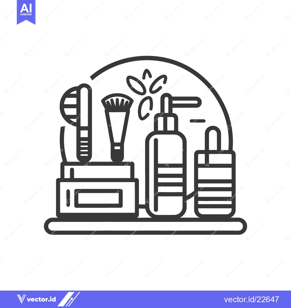 Premium Vector of A collection of beauty items arranged on a shelf illustration