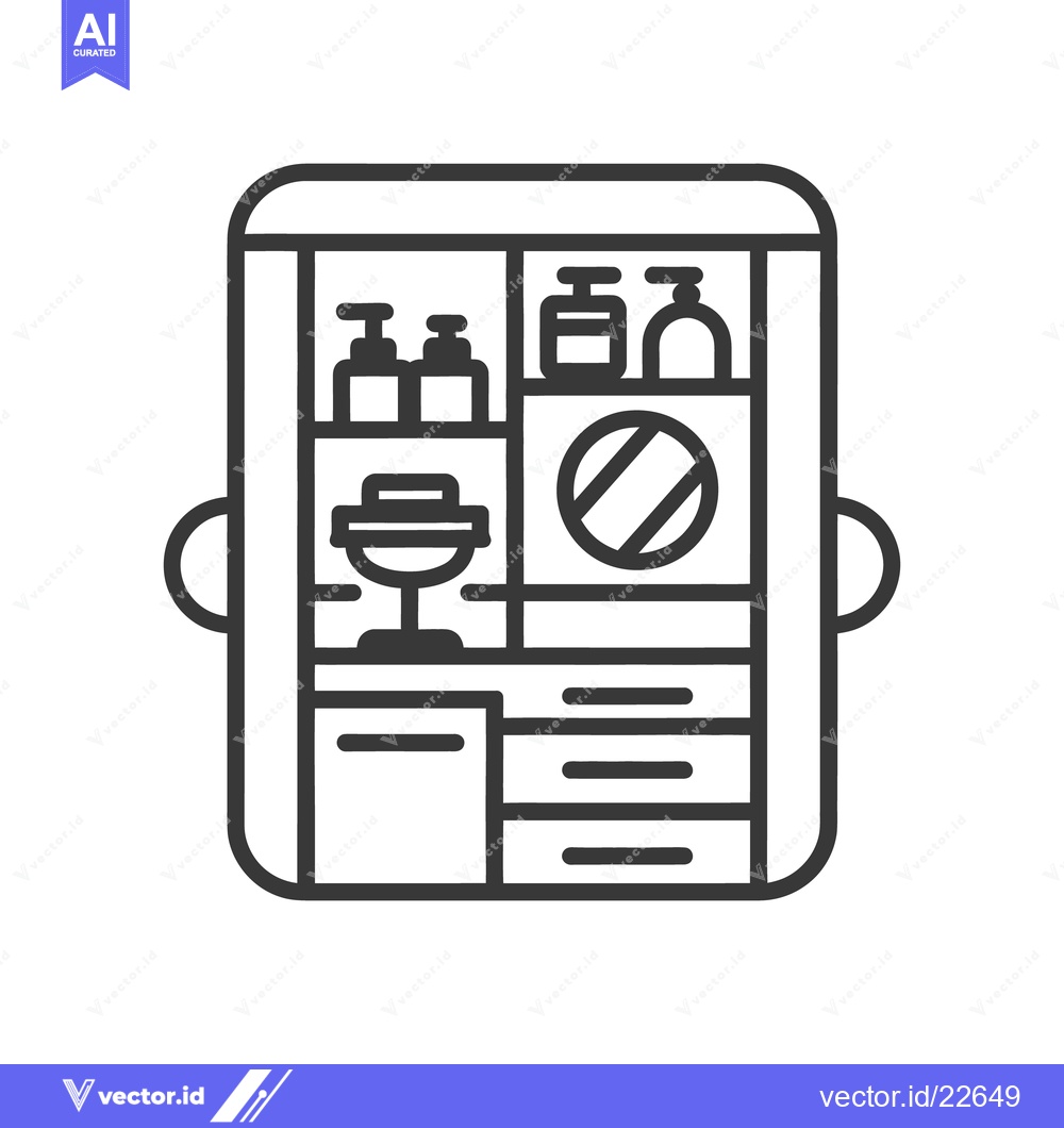 Premium Vector of A minimalist illustration depicting bathroom cabinet storage organizat