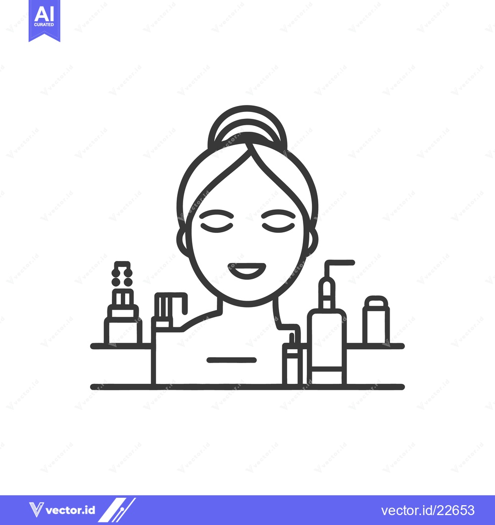 Premium Vector of Smiling woman with products used for skincare routines and treatments