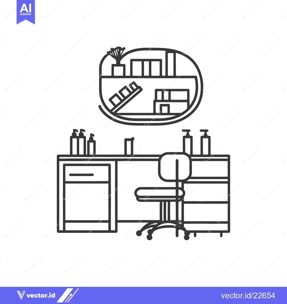 Premium Vector of Simple illustrated interior design of a small office or workspace