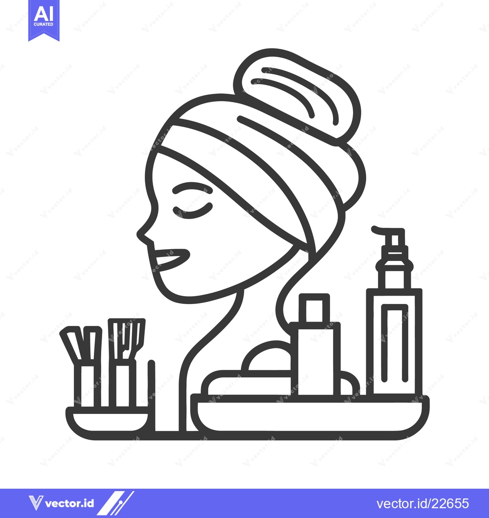 Premium Vector dari A woman enjoying self care with cosmetic tools and products