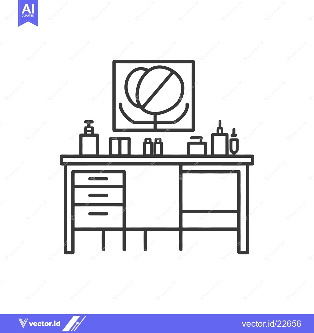 Premium Vector dari A monochrome vector depiction of a bathroom vanity setup