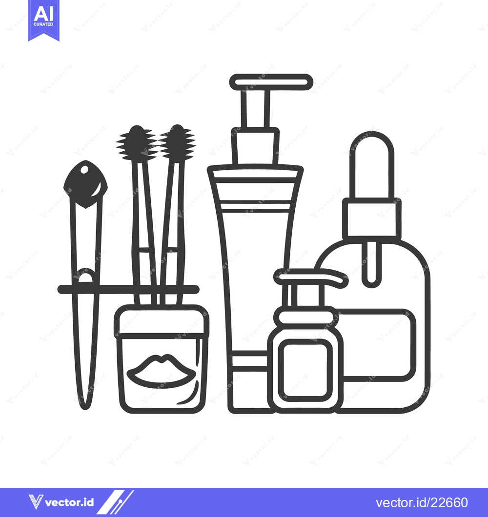 Premium Vector of An assortment of cosmetic and personal care items are displayed