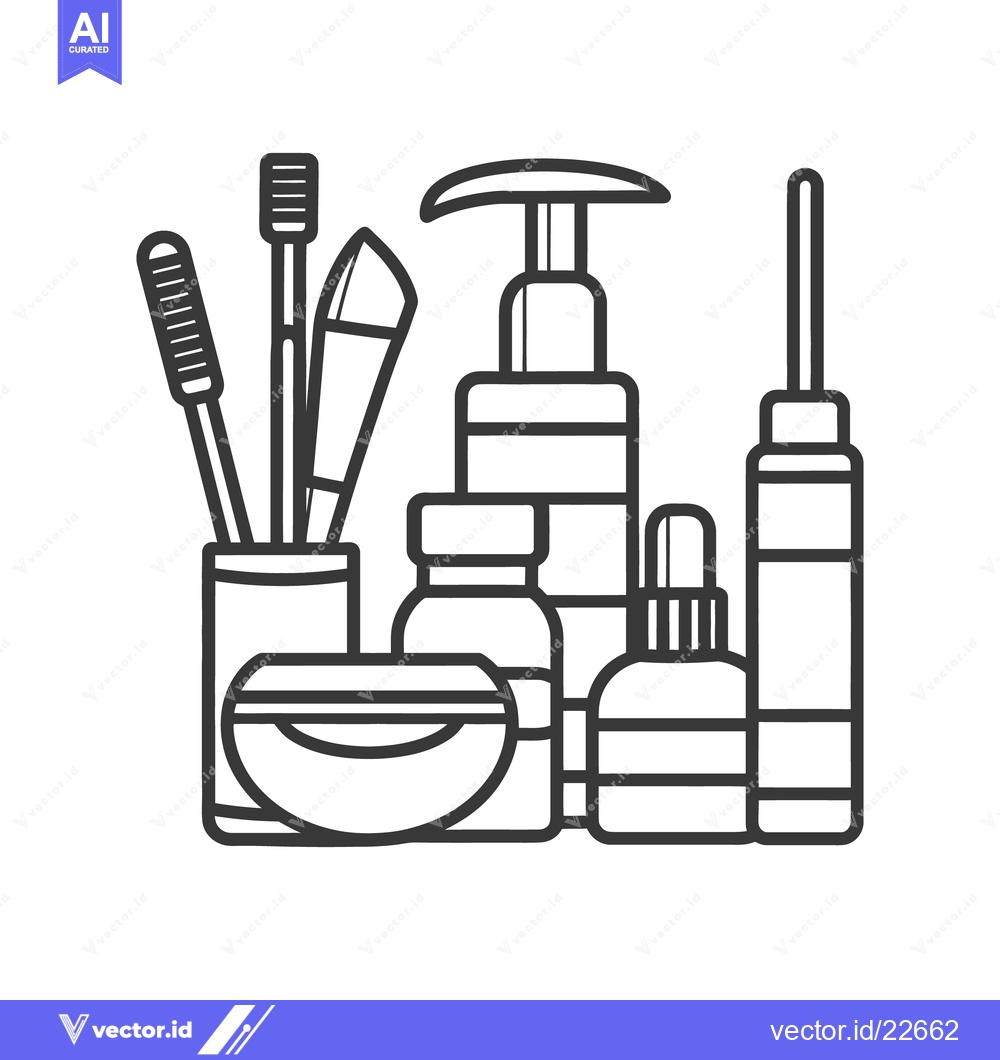 Premium Vector dari An illustration showcasing a selection of cosmetic and beauty supplies