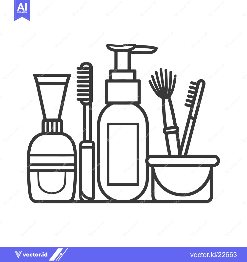 Premium Vector dari Outline drawing of personal care and grooming products displayed