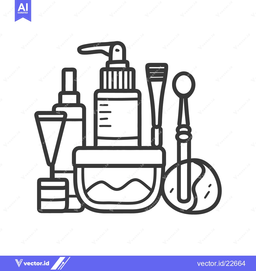Premium Vector of Several skincare and cosmetic items are arranged for beauty treatments