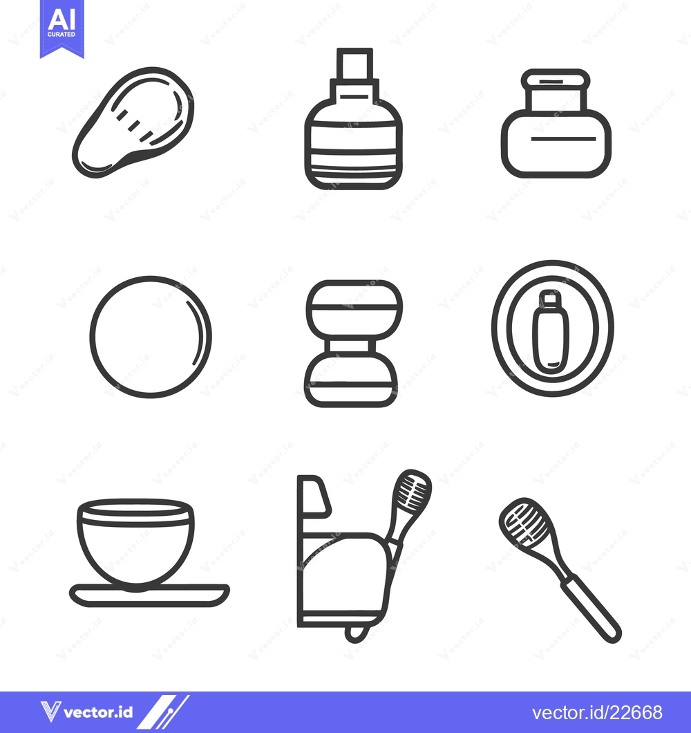 Premium Vector dari Outlined Vector Illustrations Depicting Various Cosmetic and Kitchen I