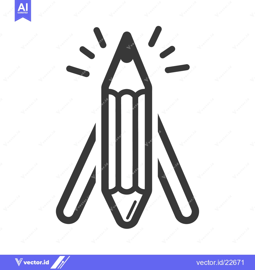 Premium Vector dari A shining illustration featuring a pencil with radiating lines