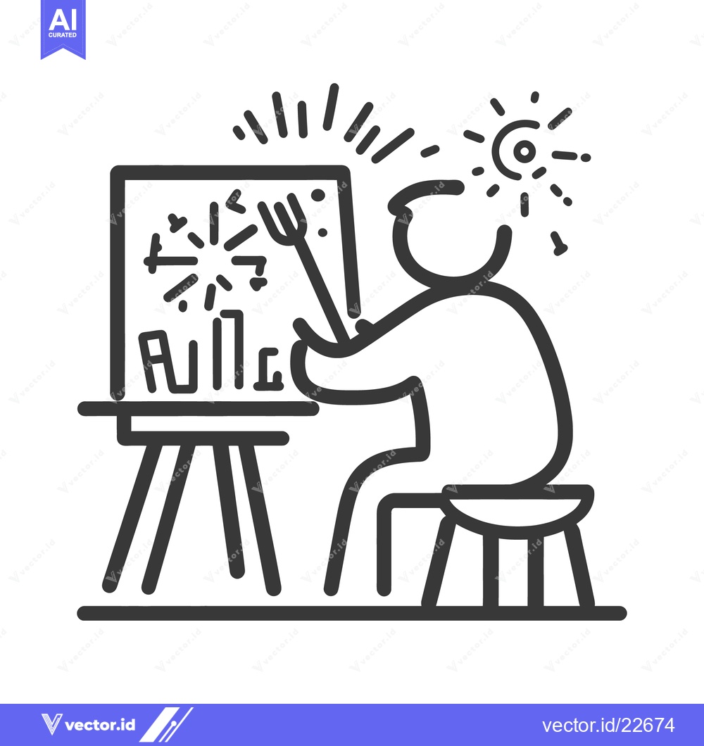 Premium Vector dari An artist creating art on a canvas with tools and inspiration