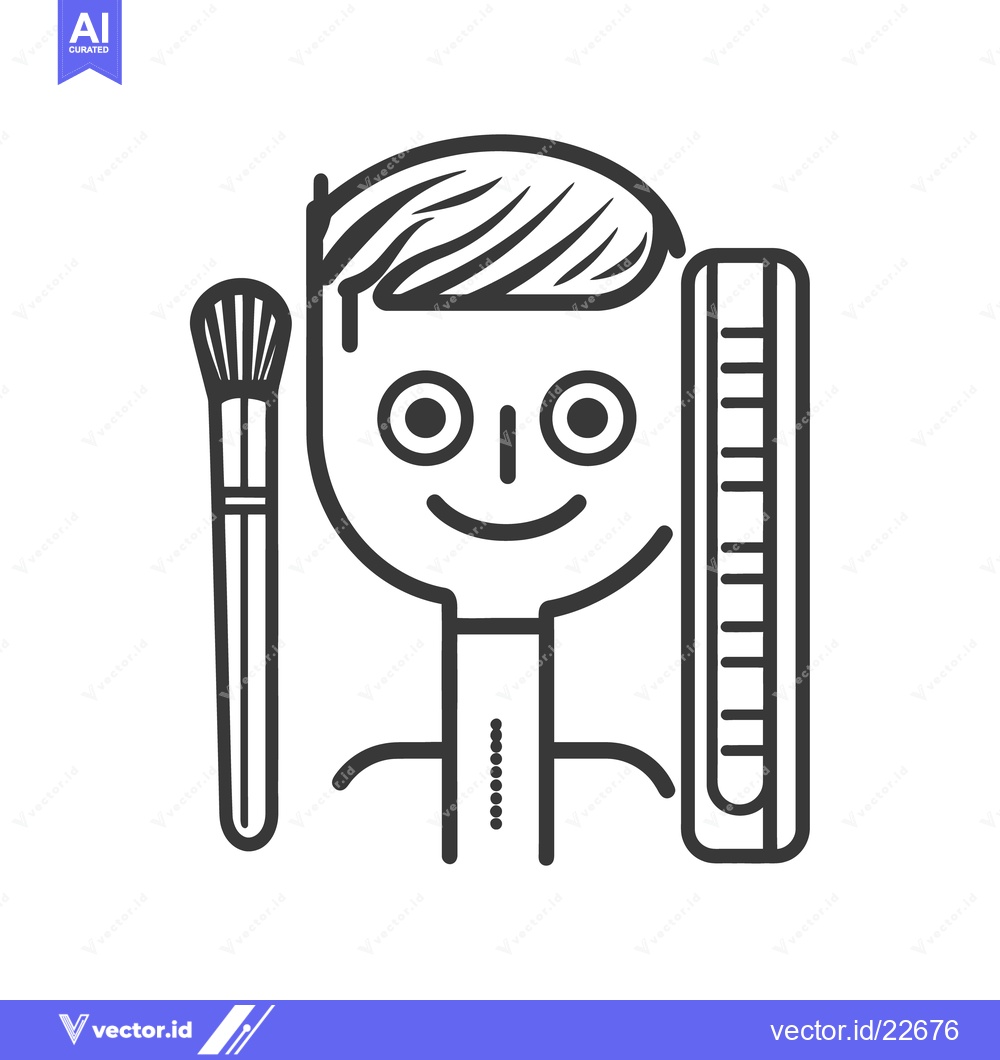 Premium Vector dari Stylized person with a makeup brush and a hairstyling comb