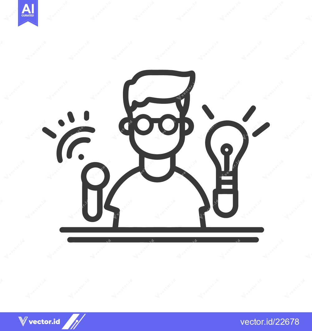 Premium Vector dari A person with microphone and lightbulb expressing an idea
