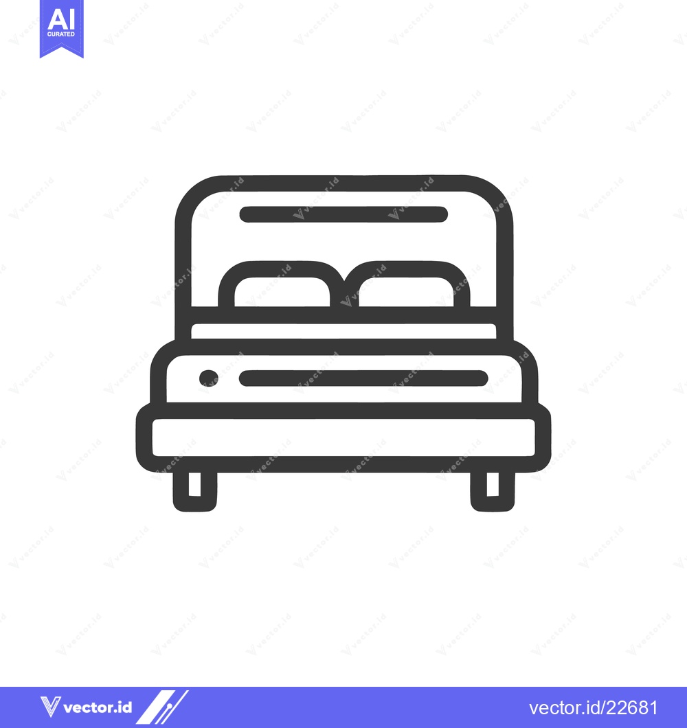 Premium Vector of Minimalist Bed Icon: Simple Line Art for Interior Design Concepts