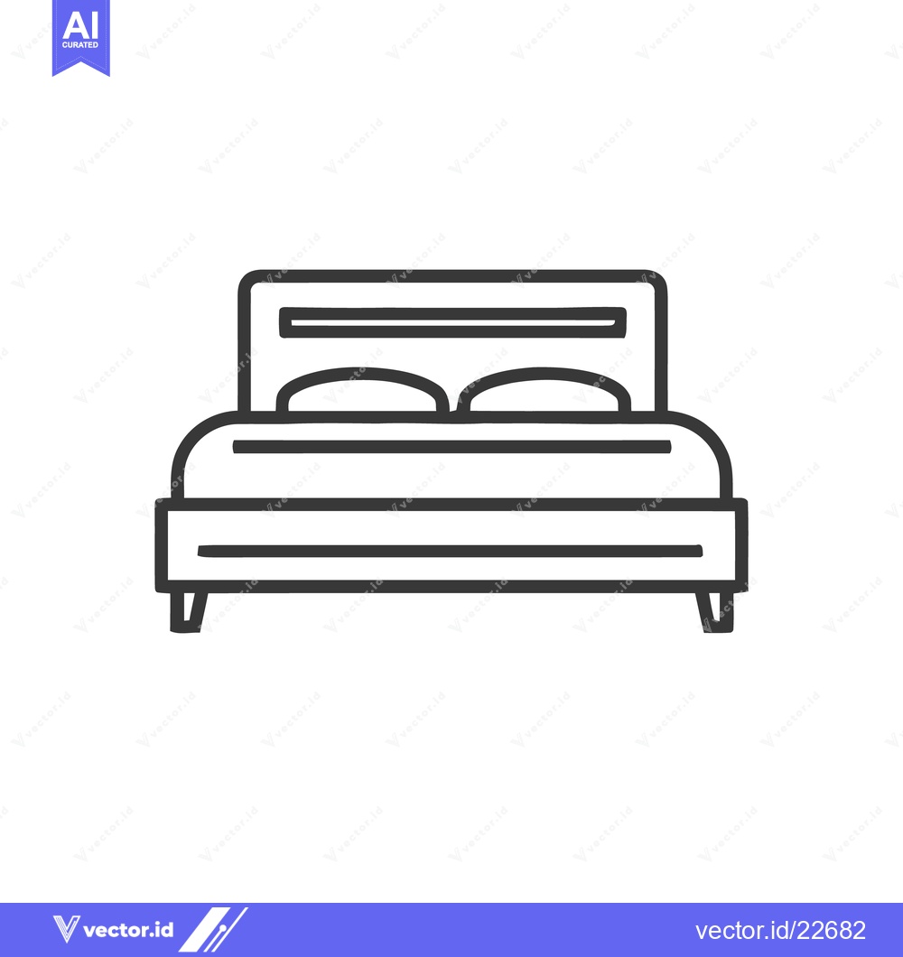 Premium Vector dari Minimalist Bed Icon: Clean Line Art for Interior Design Concepts