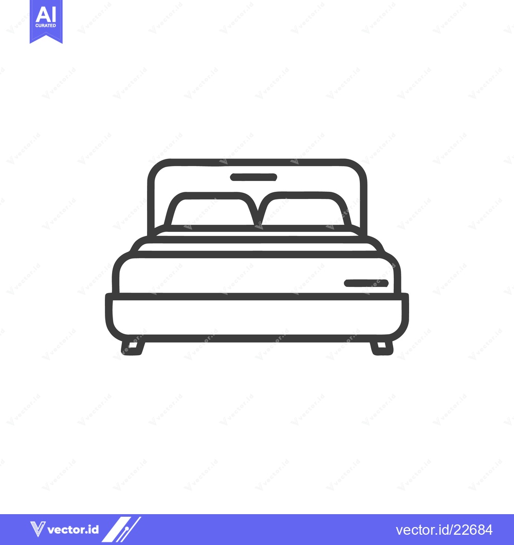 Premium Vector dari Minimalist Bed Icon: Double Pillows, Clean Line Art Design