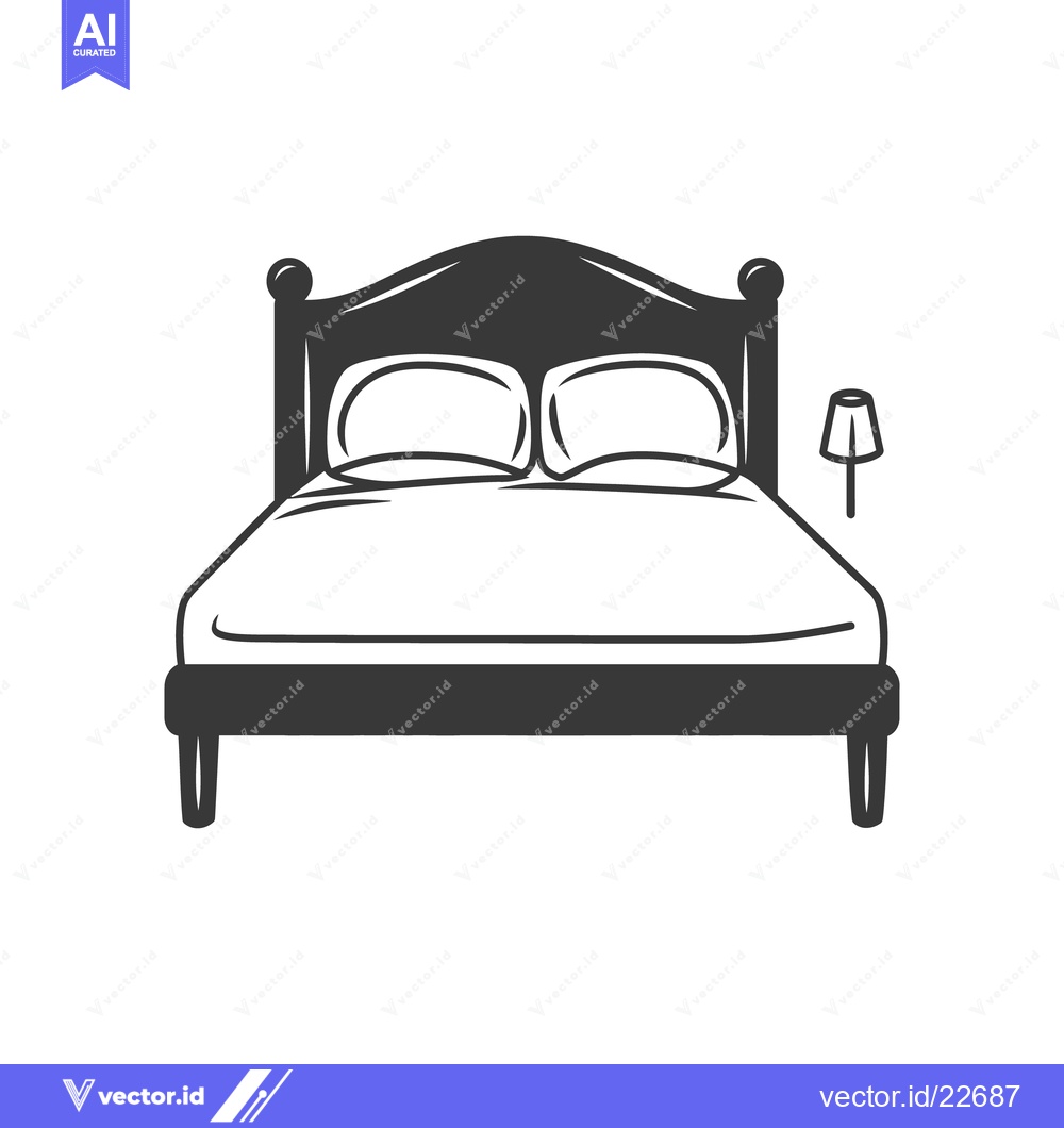 Premium Vector of Simple illustration of a bed with pillows and a lamp