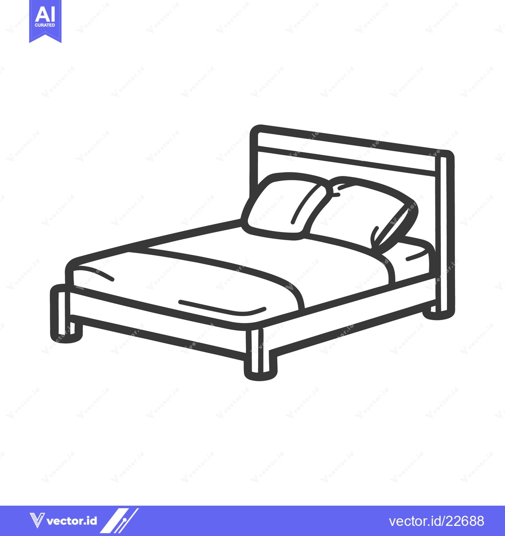 Premium Vector of A simple outlined illustration of a bed with pillows