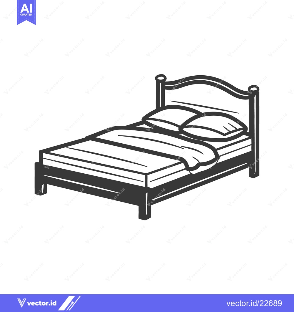 Premium Vector of A simple illustration of a bed with pillows and a blanket