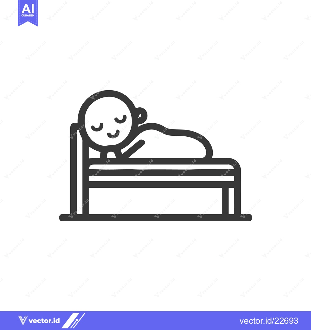 Premium Vector of Minimalist Sleeping Icon: Person Resting Peacefully in Bed, Dark Gray