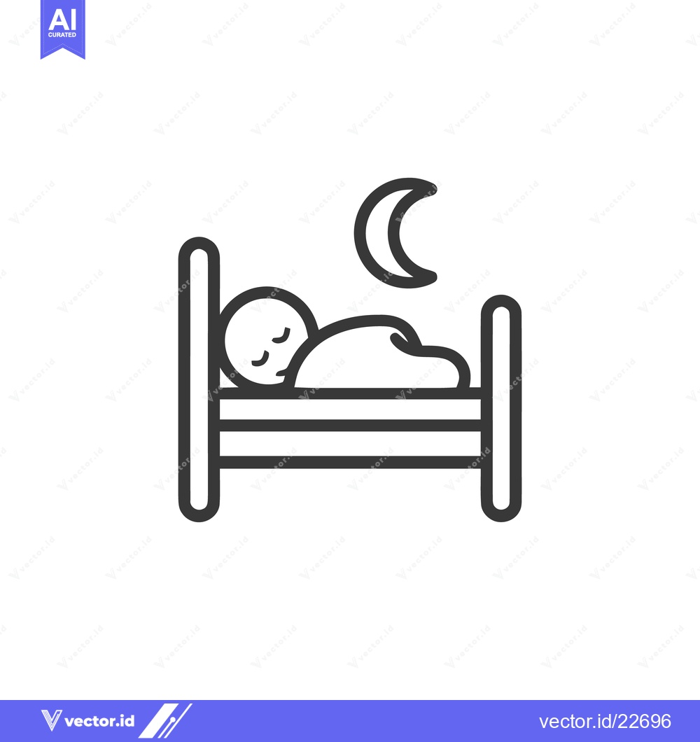 Premium Vector dari Minimalist Icon of Sleeping Person Under Crescent Moon in Bed