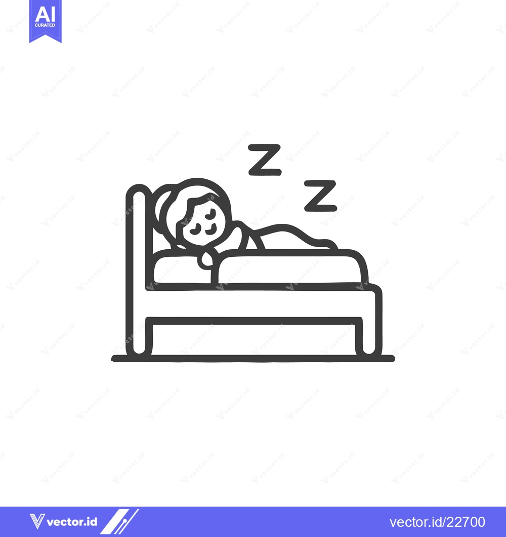 Premium Vector of Sleeping Woman in Bed with "Z" Symbols Icon Illustration