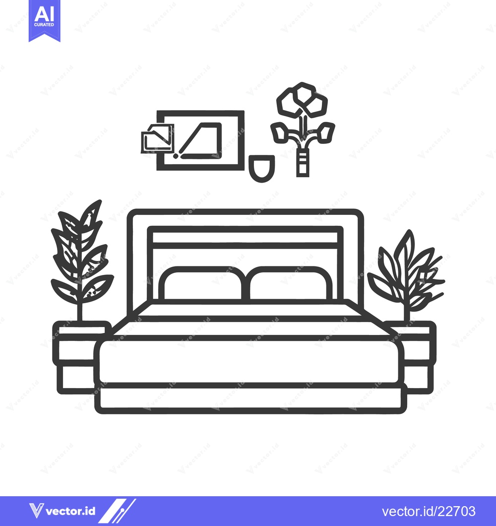 Premium Vector of A simple graphic depiction of a minimalist bedroom interior