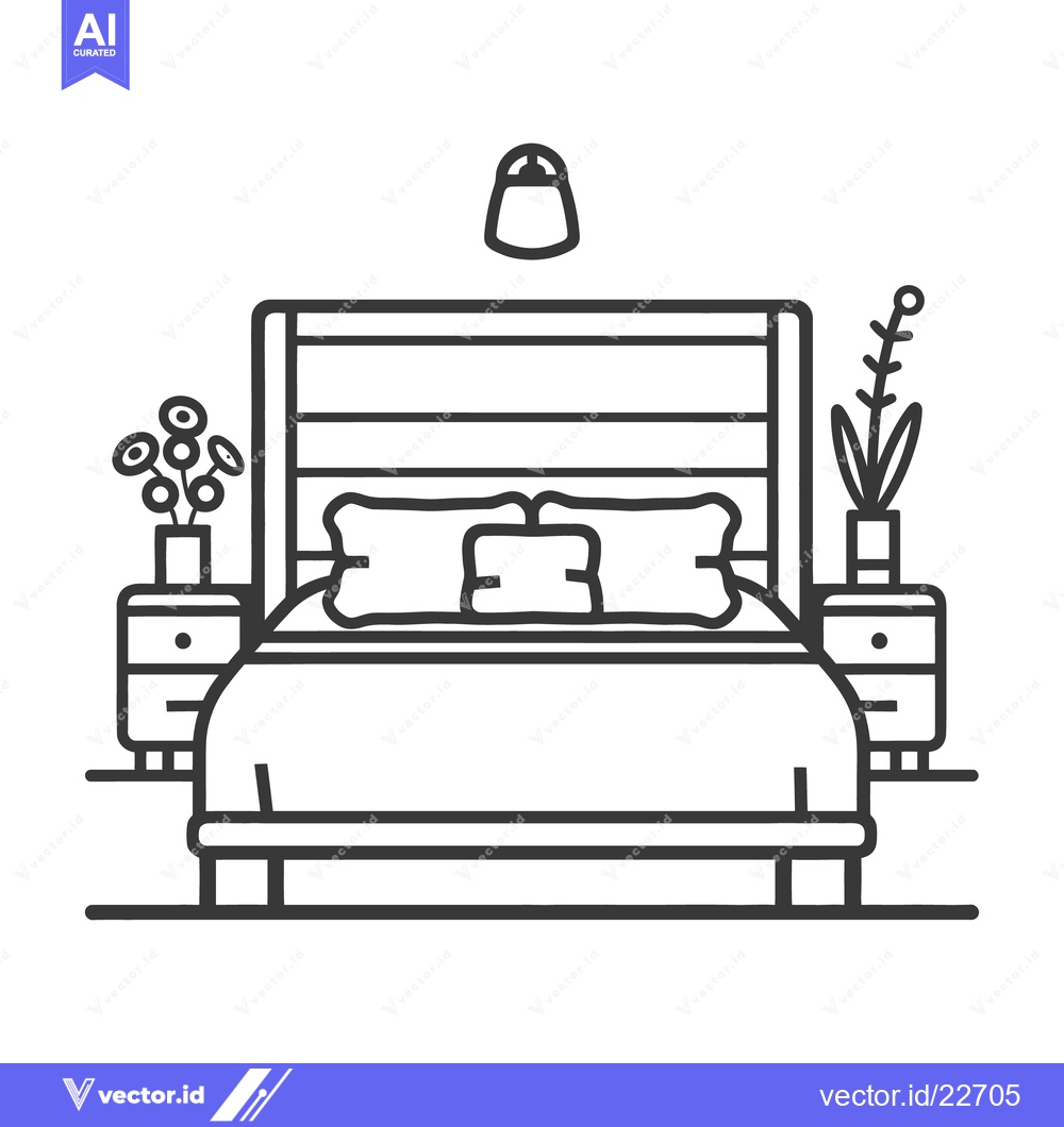 Premium Vector of Simple and detailed illustration of a bed and bedroom furniture