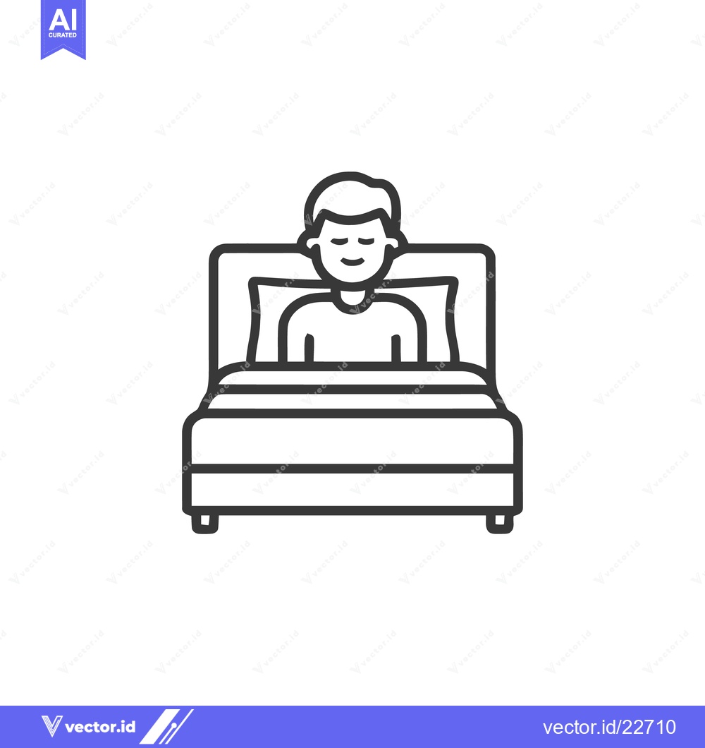 Premium Vector of Minimalist Icon: Person Sleeping Peacefully in Bed, Outline Style