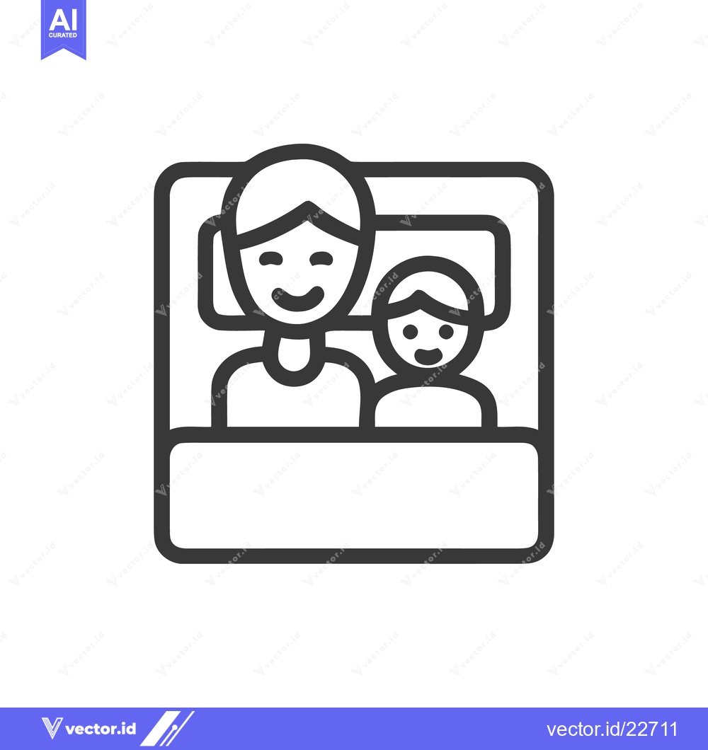 Premium Vector dari Minimalist Icon of Mother and Child in Bed, Smiling Together