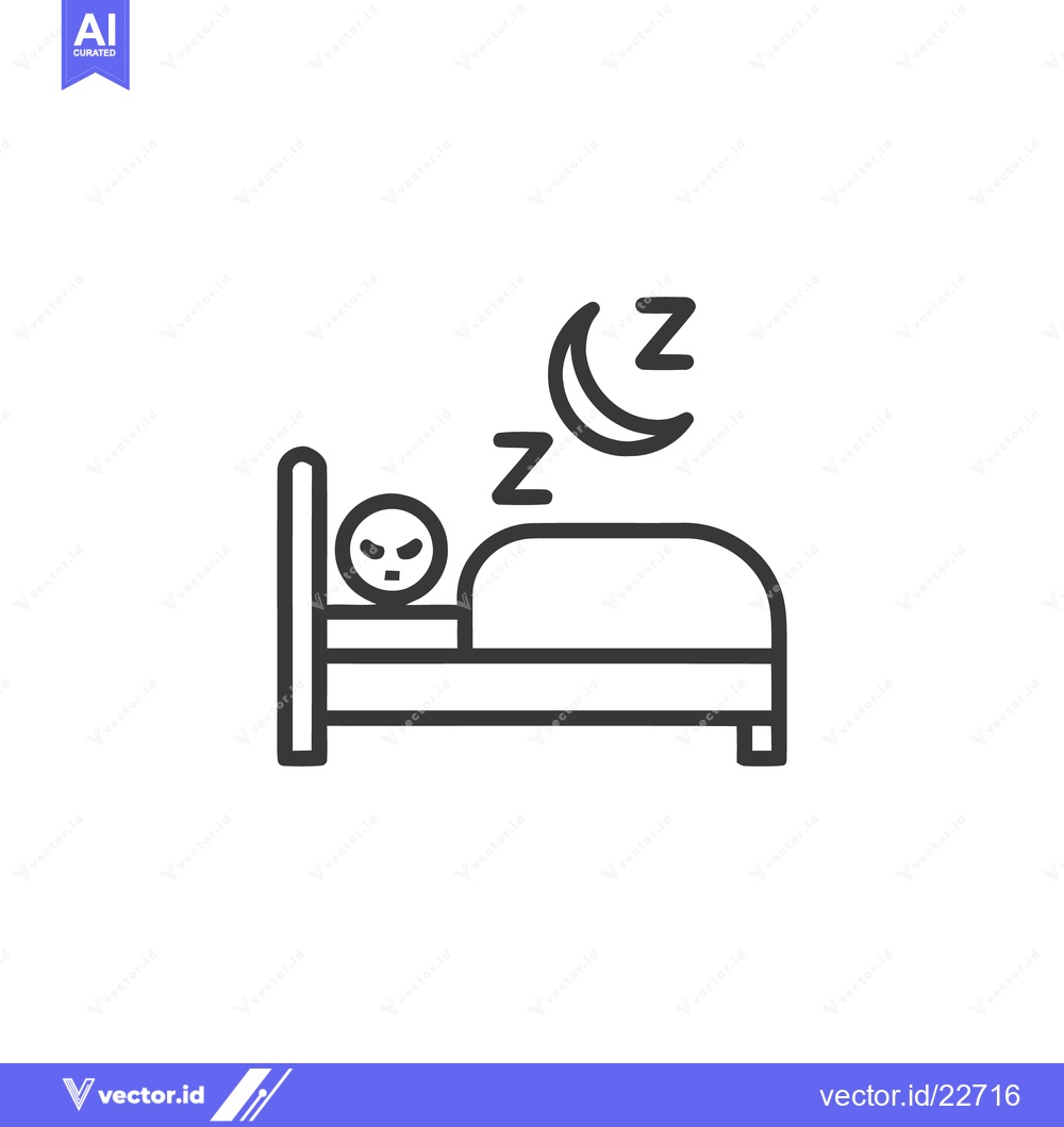 Premium Vector dari Sleepy Time Icon: Person in Bed with Moon and Zzz Symbols