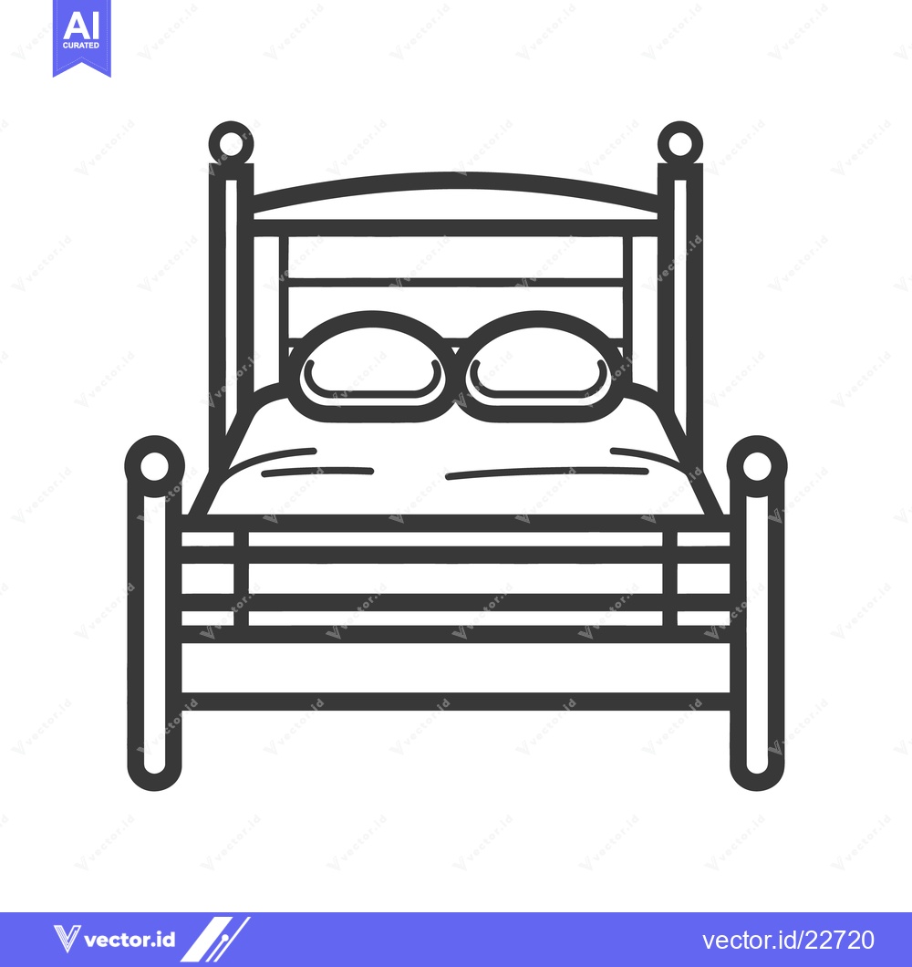Premium Vector dari A simple line drawing illustration depicting a comfortable bed