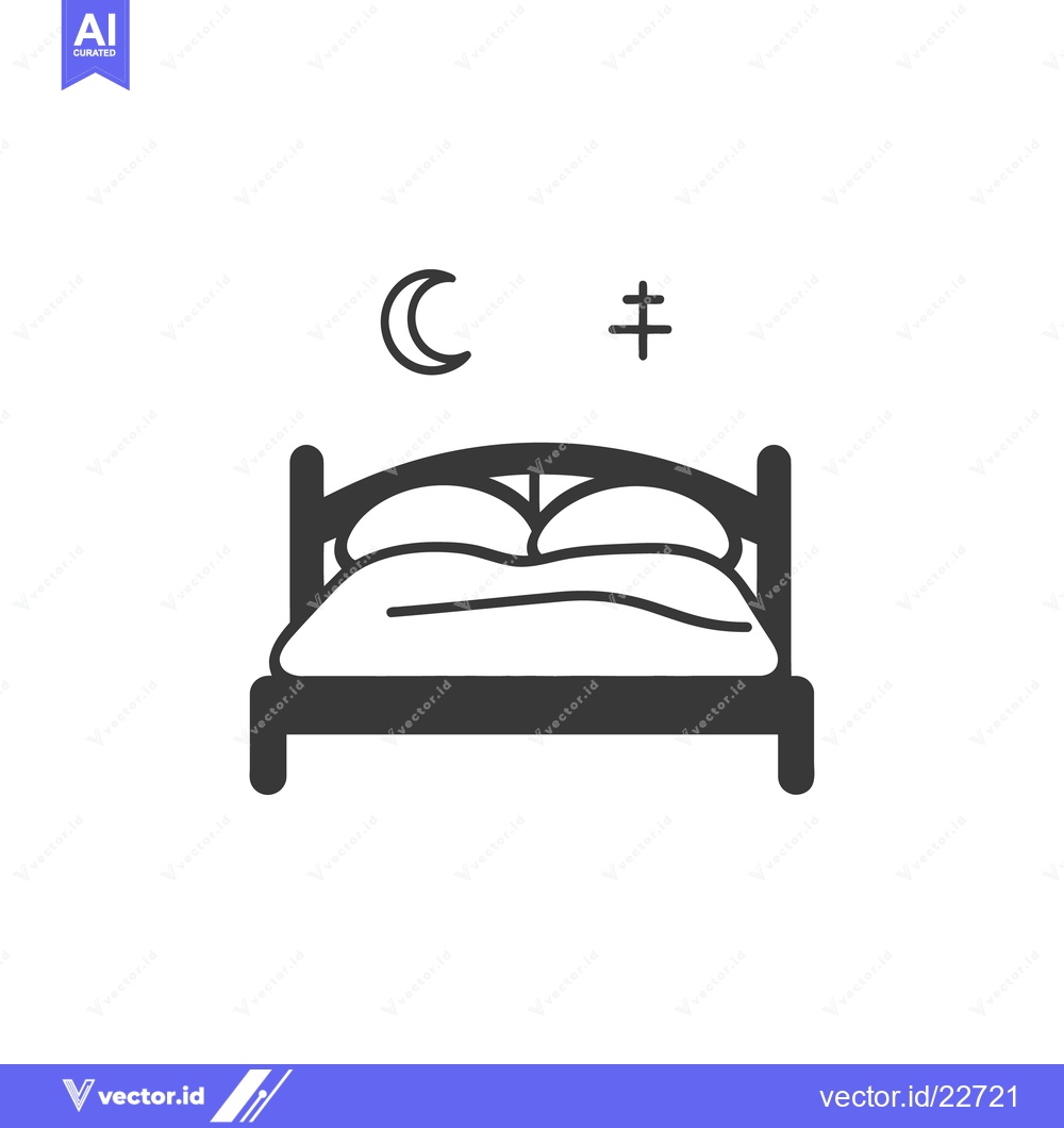Premium Vector dari The simple illustration depicts a bed a crescent moon and a plus sign