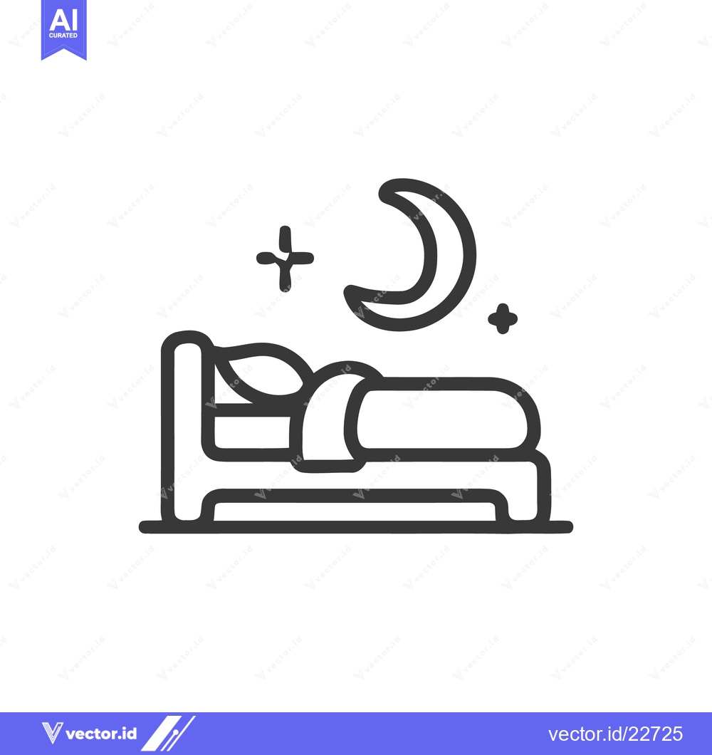 Premium Vector of Bedtime Icon: Bed, Moon, Stars, Sleep, Night, Dream, Rest, Relaxation,