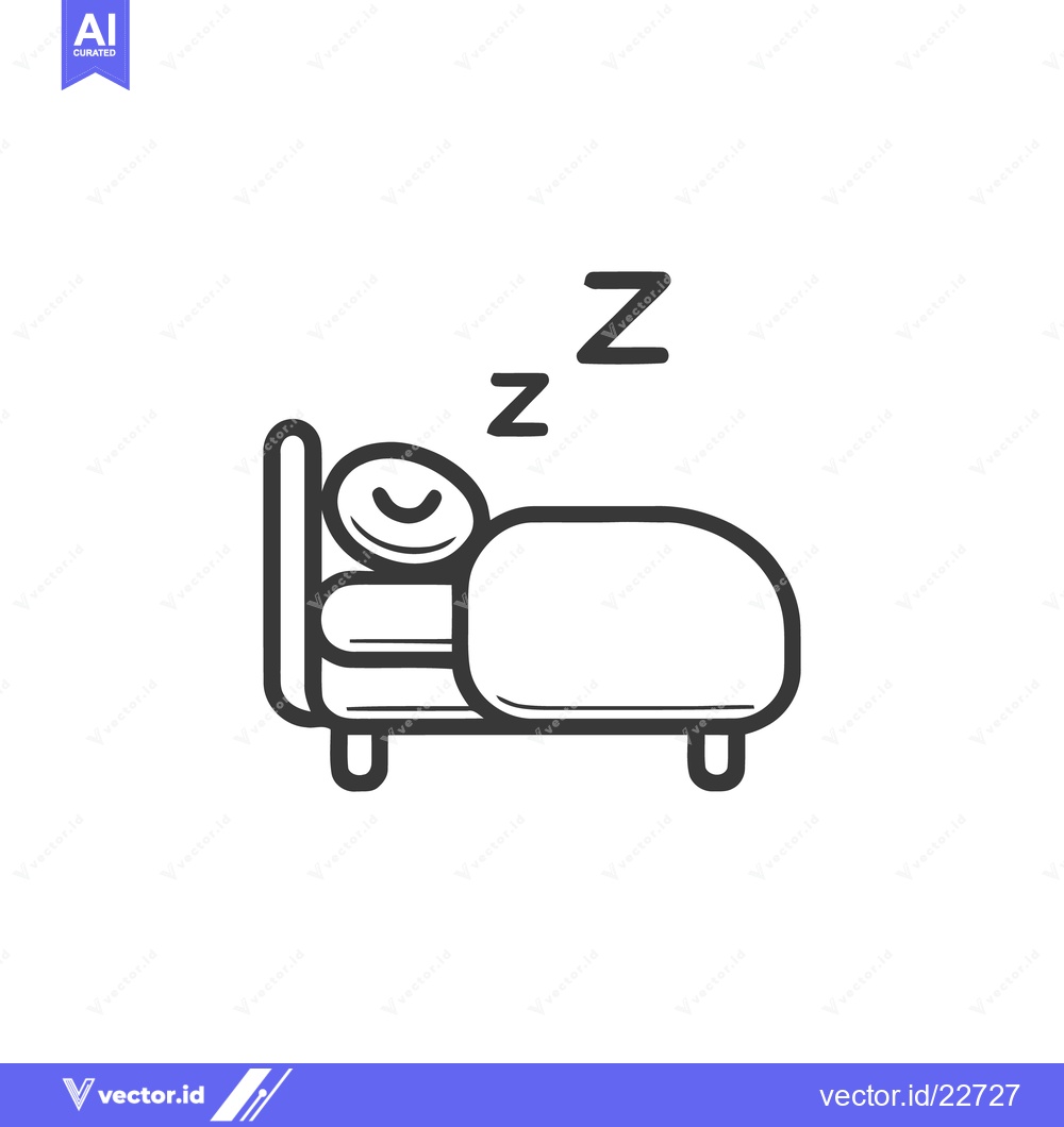 Premium Vector dari Minimalist Icon of Sleeping Person in Bed with Zzz Symbols